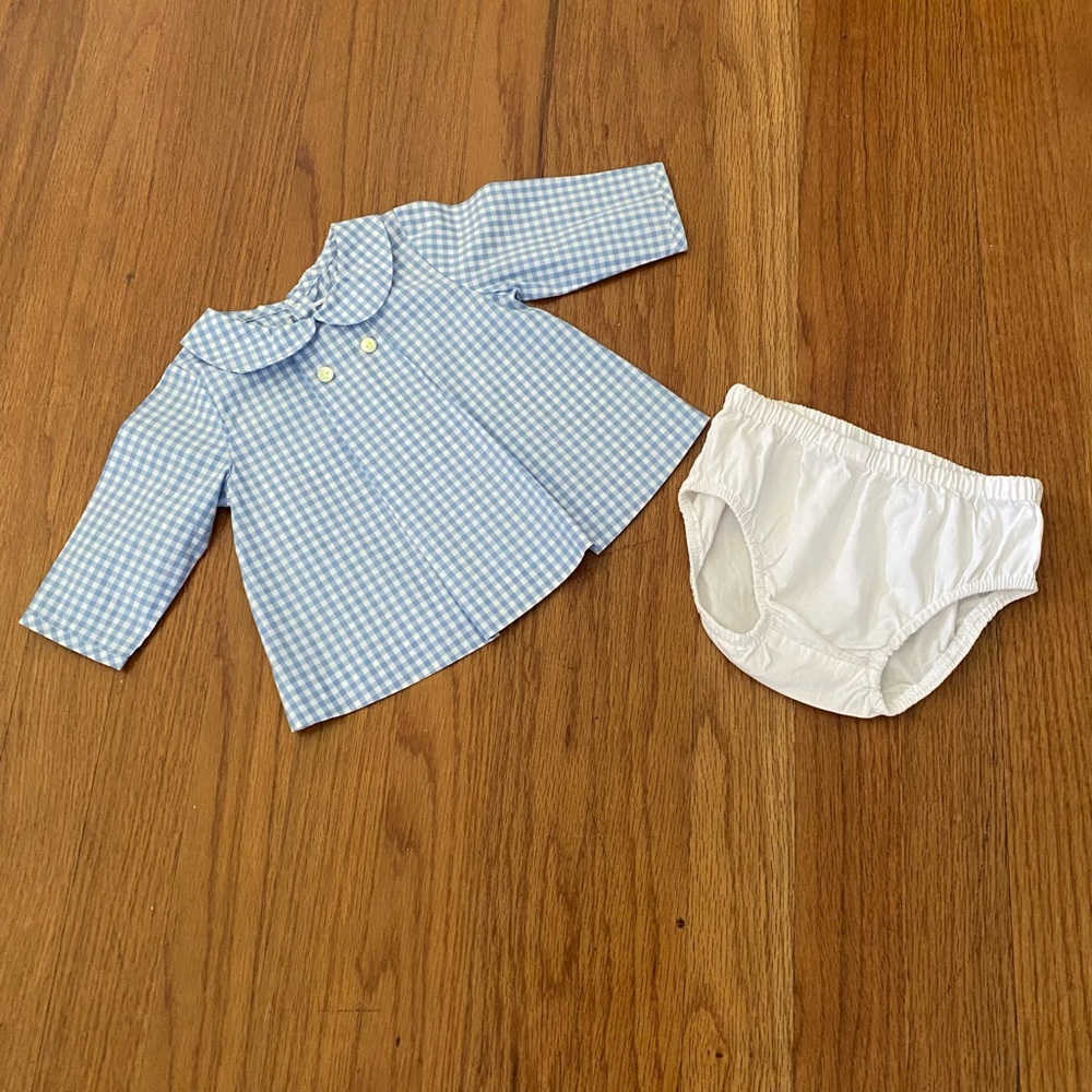 Jacadi Paris My First Collection Gingham Top and Diaper Cover Set